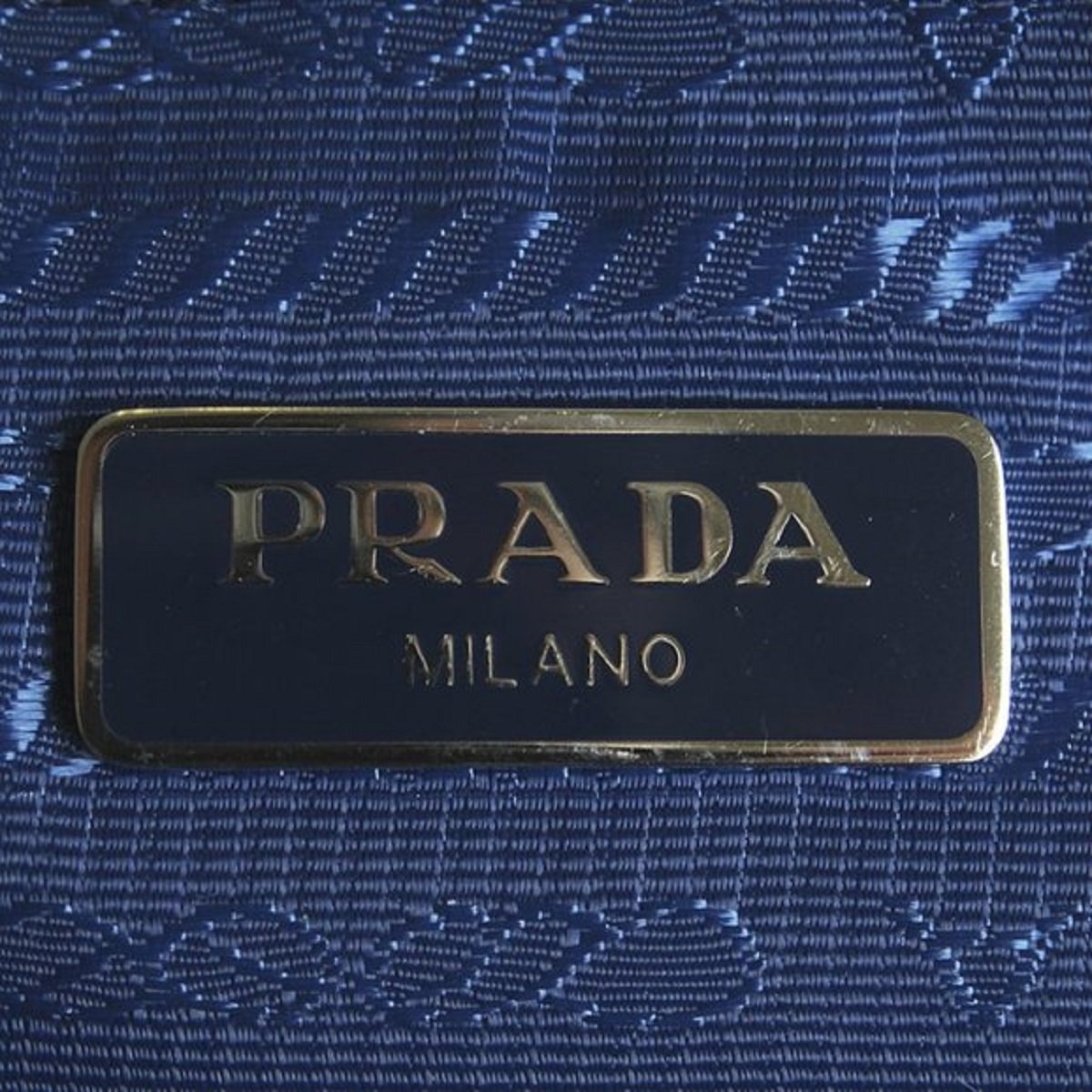 Prada Blue Tessuto Nylon Pouch Wristlet Clutch Silver