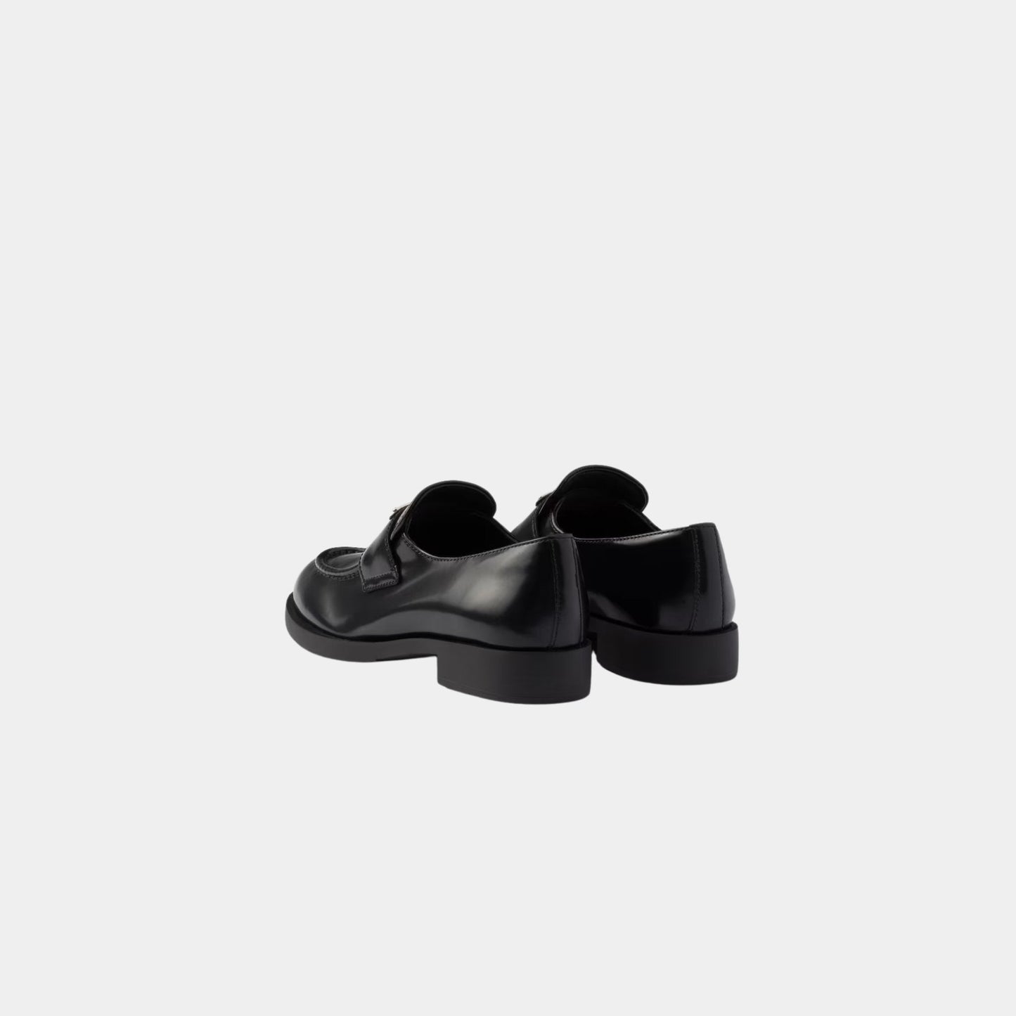 Brushed Leather Heeled Loafers With Tonal Stitching