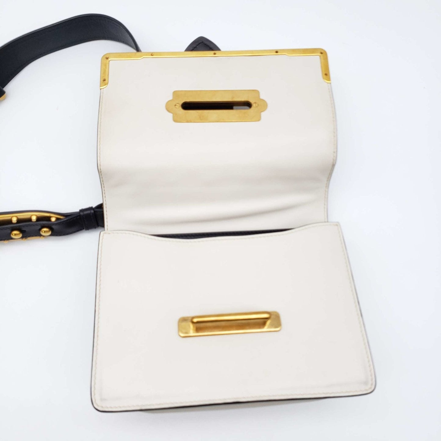 Prada Cahier Black & White Leather Shoulder Bag