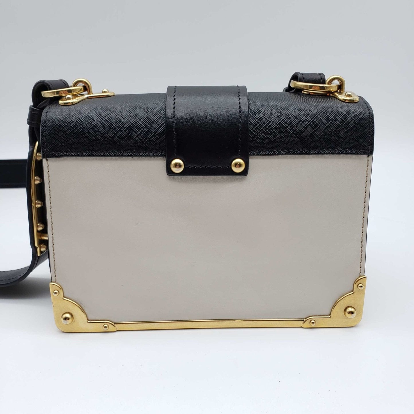 Prada Cahier Leather Black and White Shoulder Bag