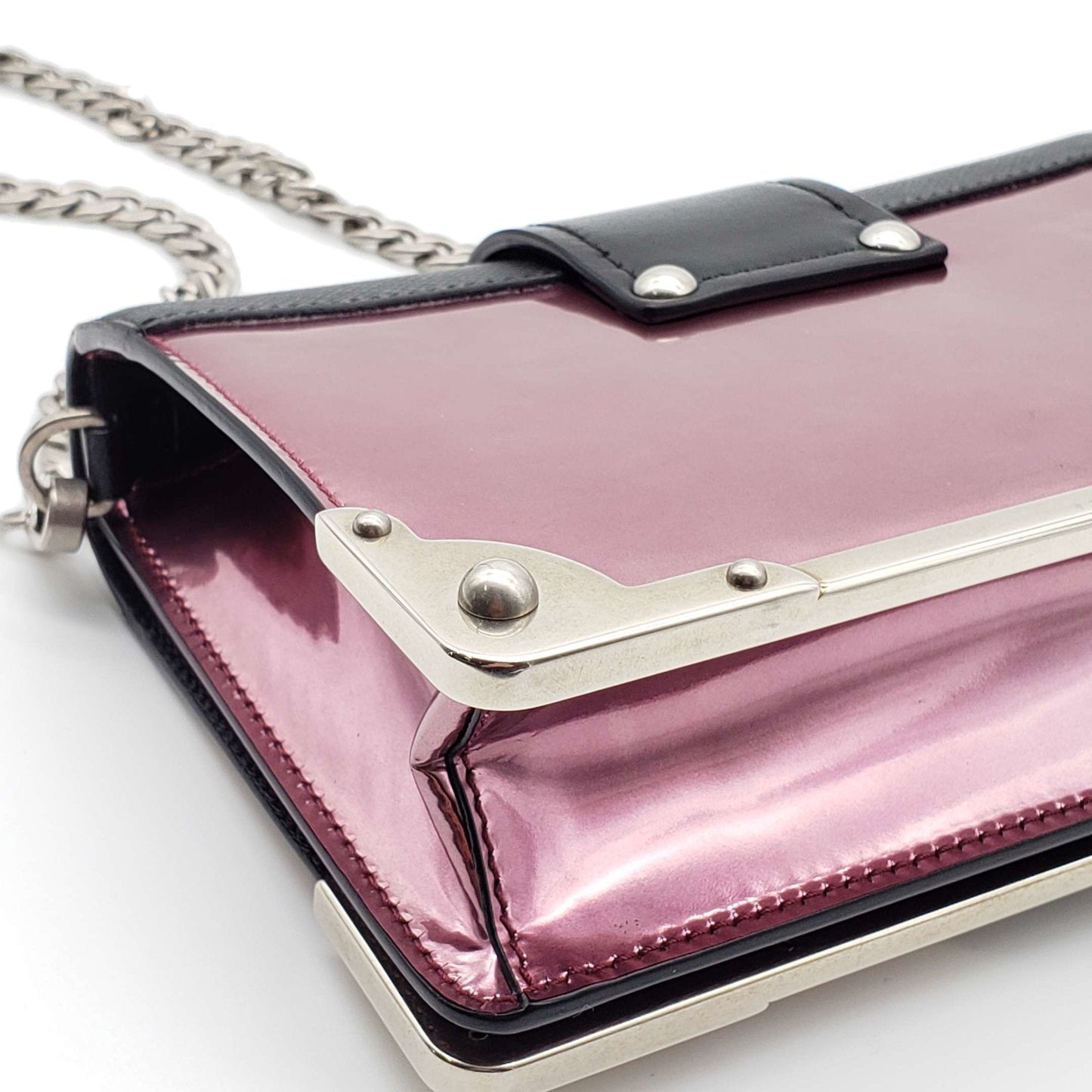 Prada Cahier Metallic Pink Shoulder Rare Bag