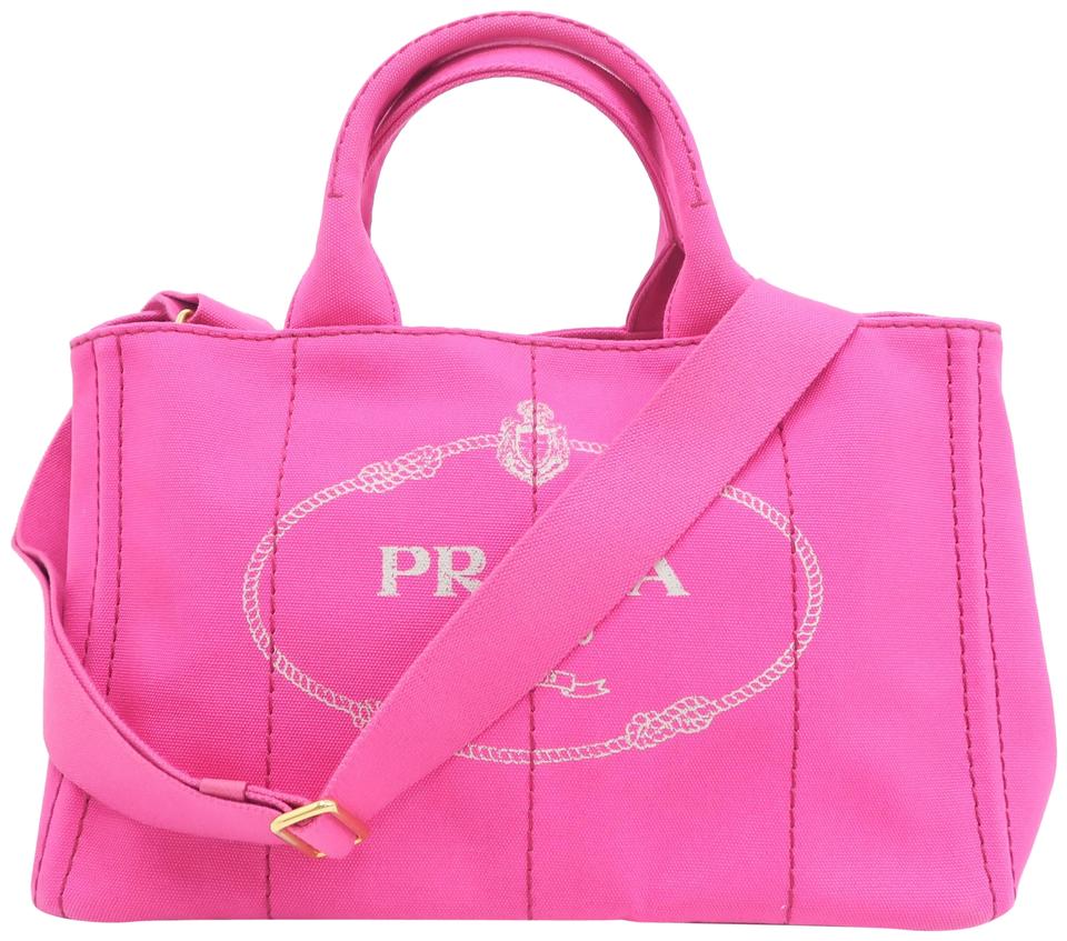 Prada Canapa Shopping Fuchsia Canvas Tote