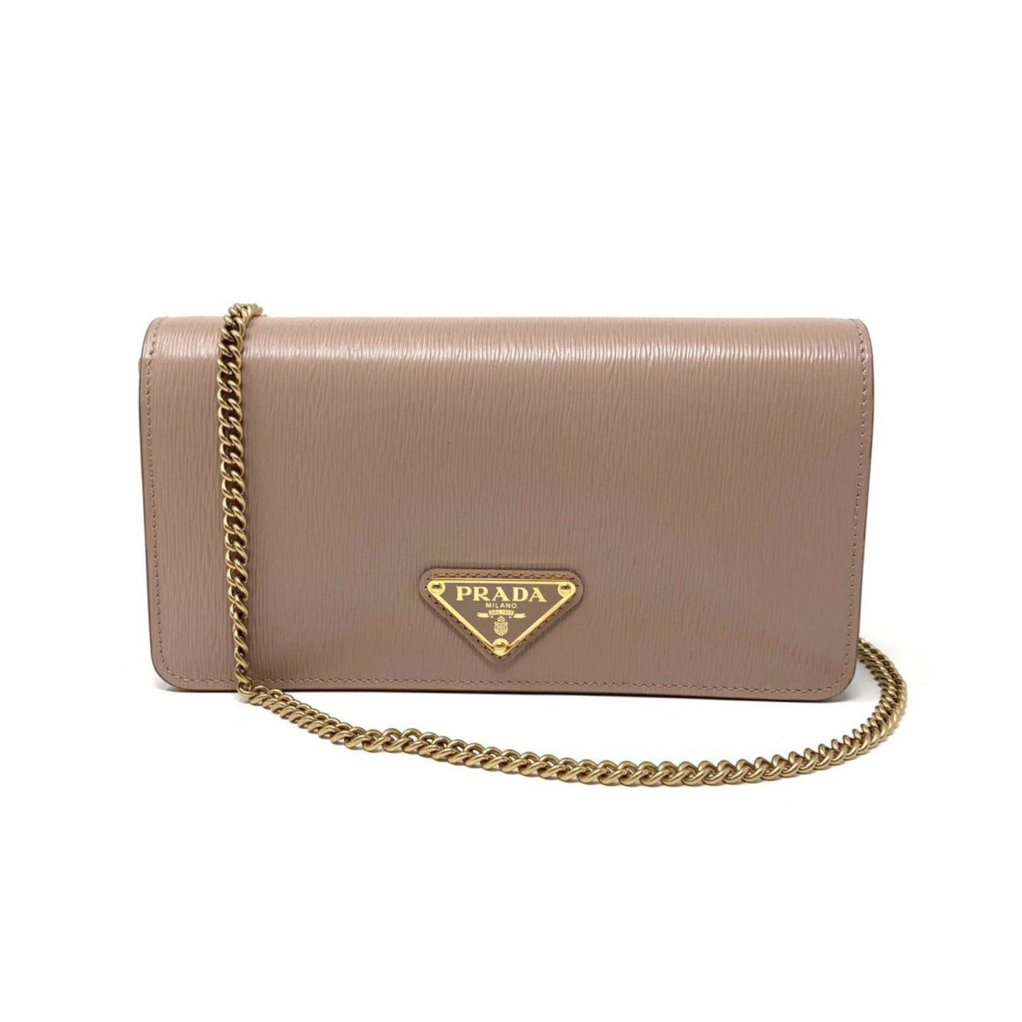 Prada Cipria Beige Vitello Move Leather Chain Wallet Crossbody Bag