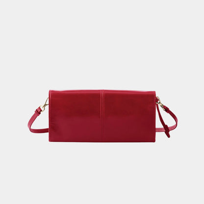 Leather wallet with shoulder strap