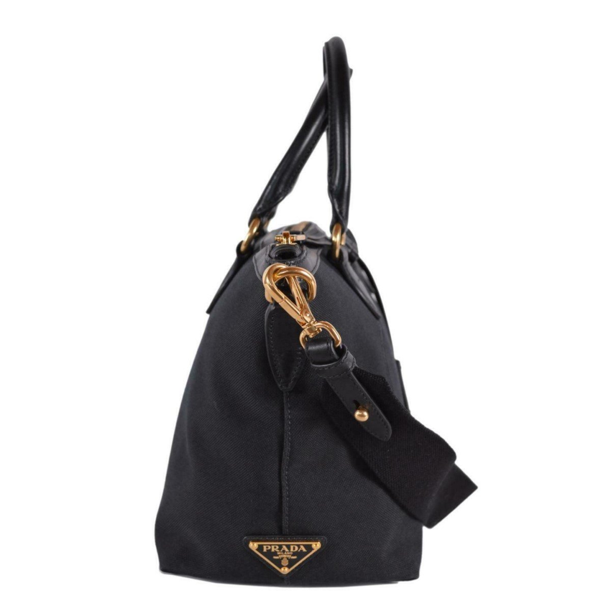 Prada Logo Jacquard Black Canvas Satchel Crossbody