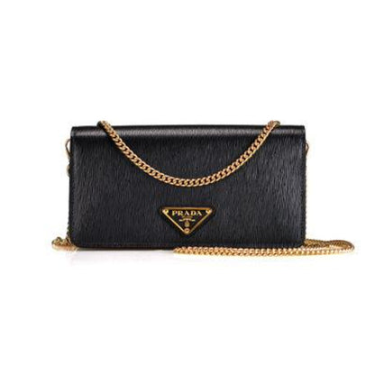 Prada Miniborse Black Vitello Move Leather Chain Cross Body