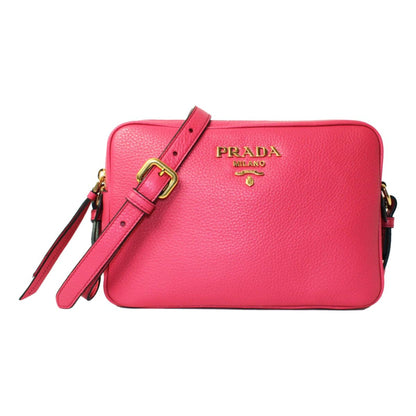 Prada Peonia Pink Vitello Phenix Leather Double Zip Crossbody