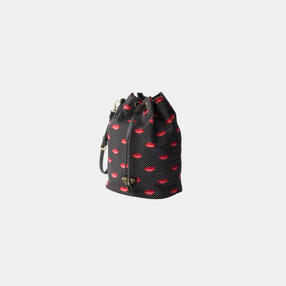 Printed Re-Nylon pouch, black , Side 