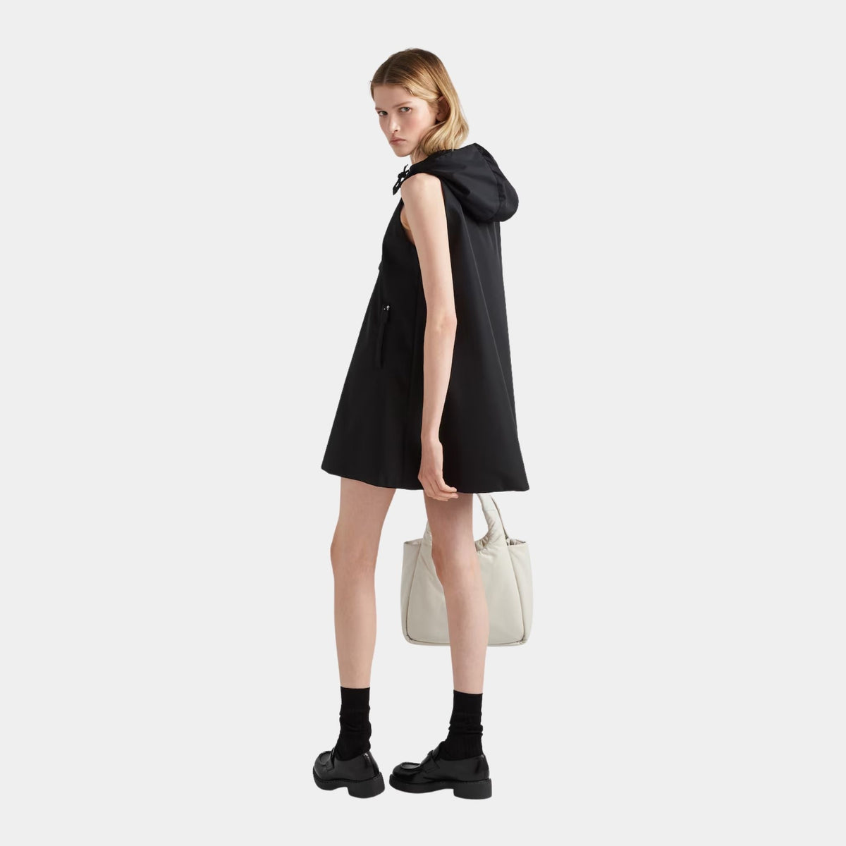 Re-Nylon Black A-Line Mini-Dress