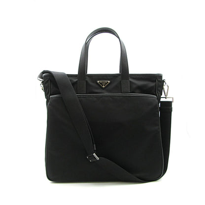 Prada Re-Nylon Black Nylon and Saffiano Large Crossbody Tote Bag