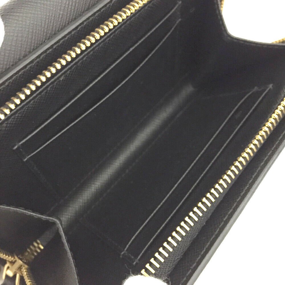 PRADA Saffiano Logo Black Leather Wallet On Chain Shoulder Bag