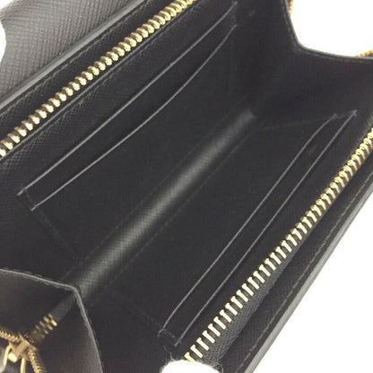 PRADA Saffiano Logo Black Leather Wallet On Chain Shoulder Bag