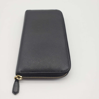 Prada Saffiano Zippy Black Wallet