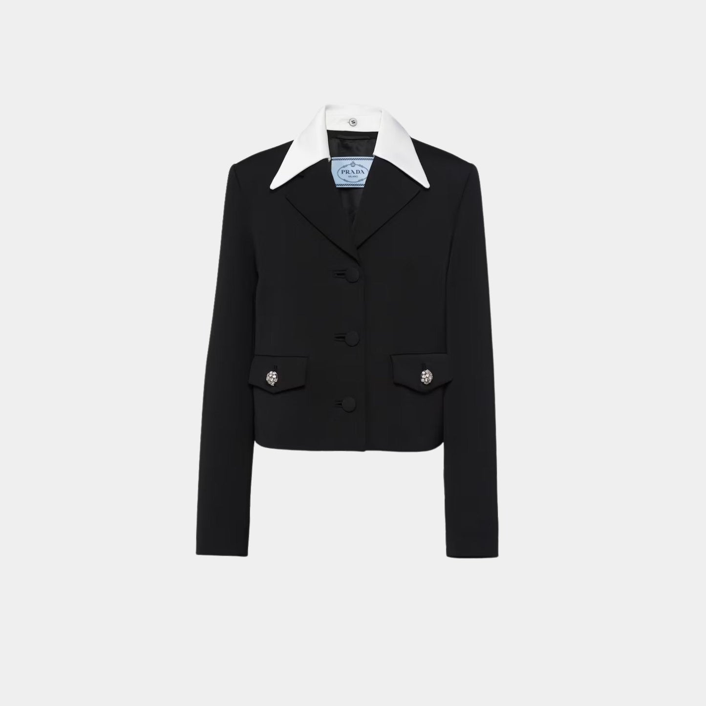 Single-breasted Wool and Satin Jacket