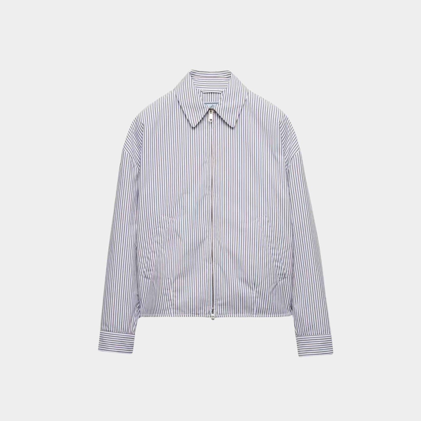 Striped Poplin Blouson Jacket