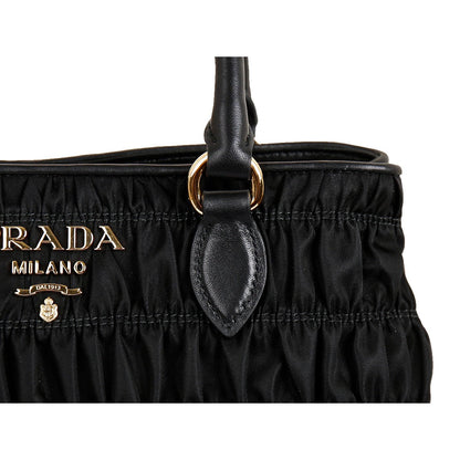 Prada Tessuto Gaufre Nylon Small Black Satchel Handbag