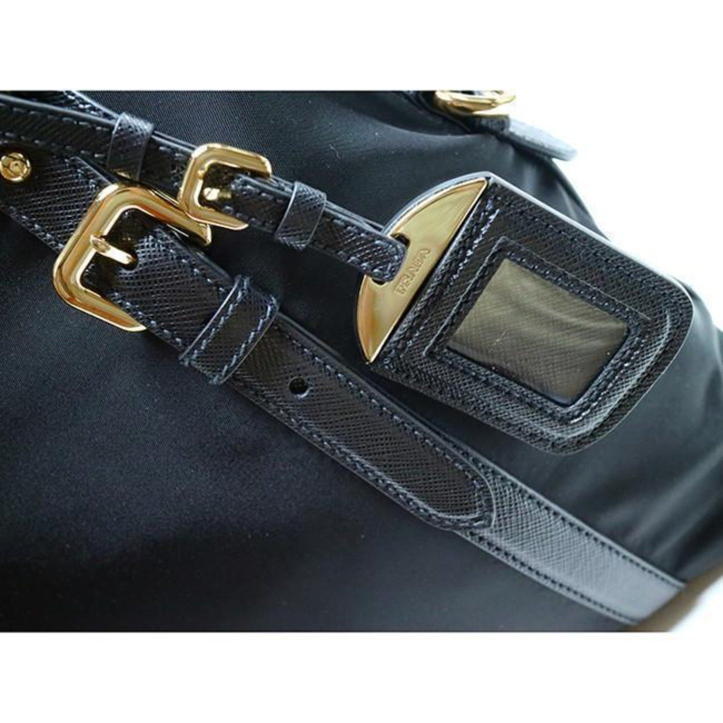 Prada Tessuto Nylon Saffiano Leather Black Satchel Bag