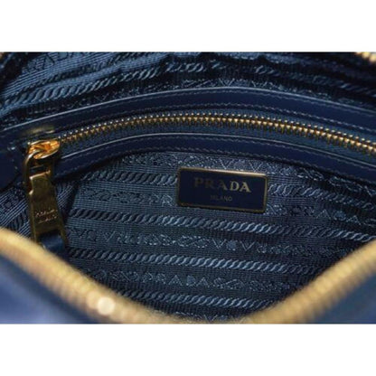 Prada Tessuto Nylon Blue Zip Calf Leather Cross Body Bag