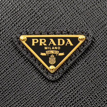 Prada Triangle Logo Black Saffiano Lux Leather Crossbody Tote Bag