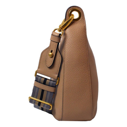 Prada Vitello Daino Tan Leather Bag Nylon Web Stripe Strap