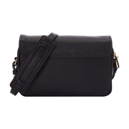 Prada Vitello Phenix Black Leather Flap Crossbody Bag