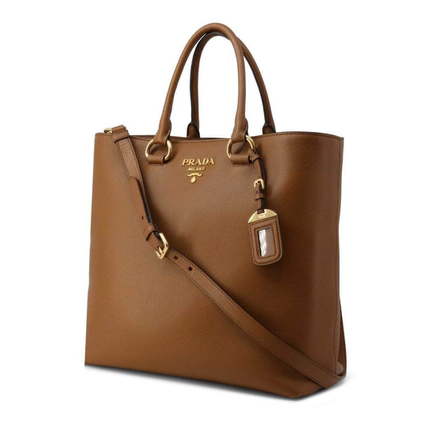 Prada Vitello Phenix Cognac Brown Shopping Tote Bag