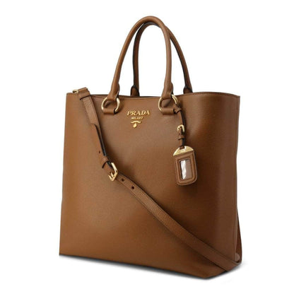 Prada Vitello Phenix Cognac Brown Shopping Tote Bag