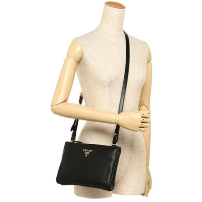 Prada Vitello Phenix Leather Gold Hardware Black Cross Body