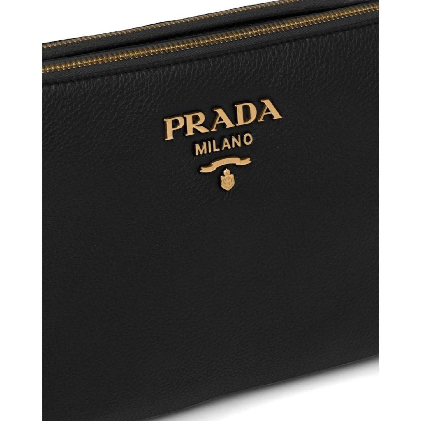 Prada Vitello Phenix Leather Gold Hardware Black Cross Body