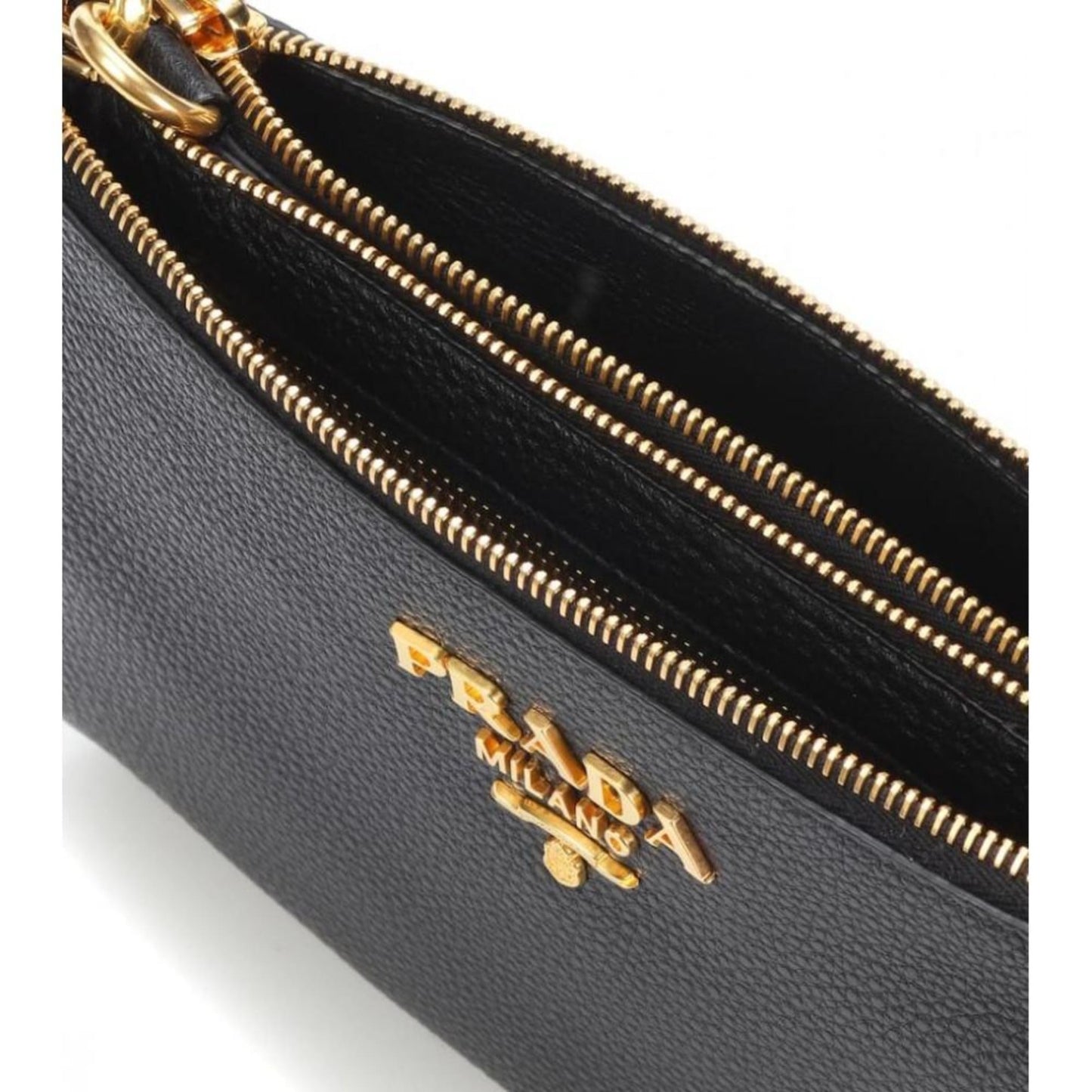 Prada Vitello Phenix Leather Gold Hardware Black Cross Body