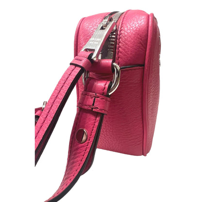 Prada Vitello Phenix Pink Leather Silver Logo Small Camera Crossbody Bag