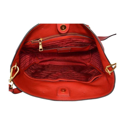 Prada Vitello Phenix Red Leather Shopping Tote