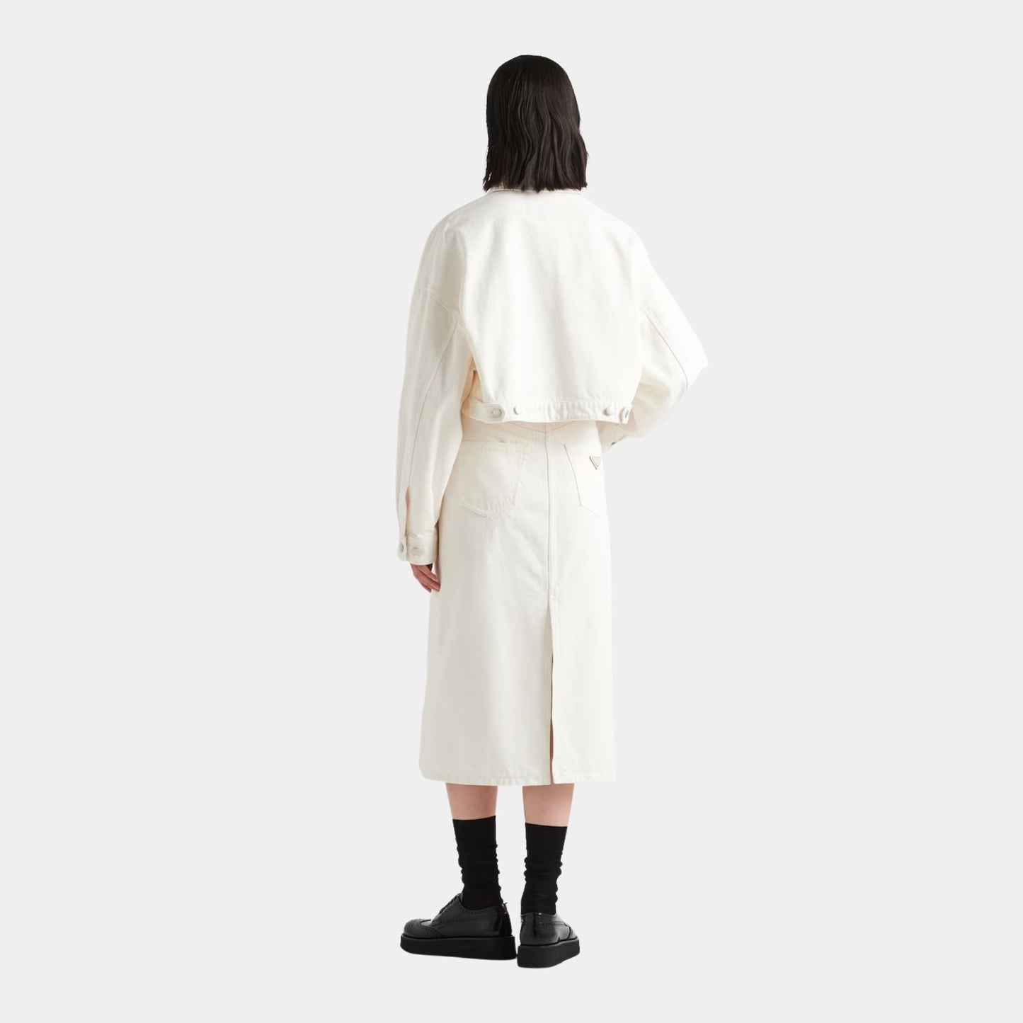 White Denim Blouson Jacket