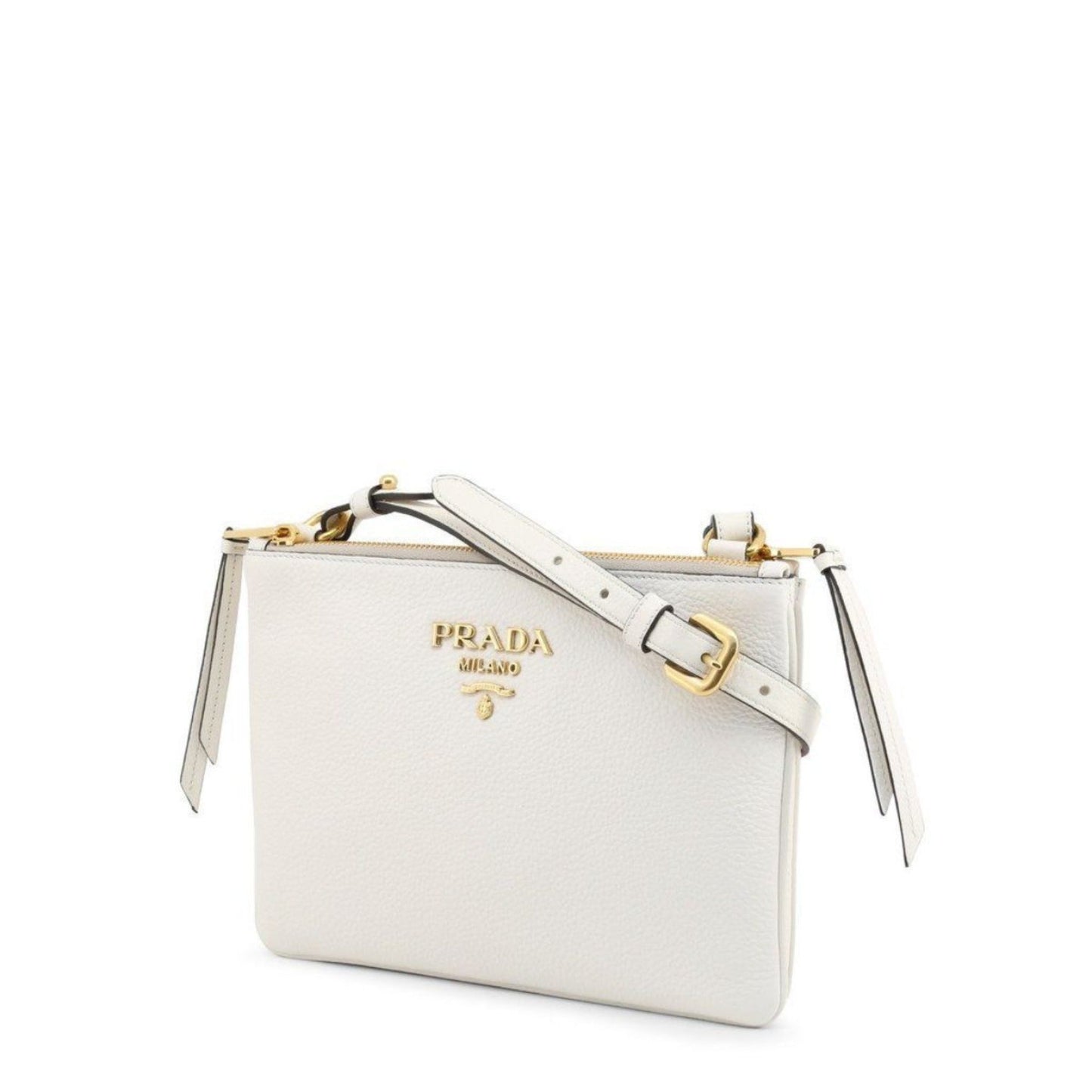 Prada White Leather Vitello Phenix Crossbody Bag