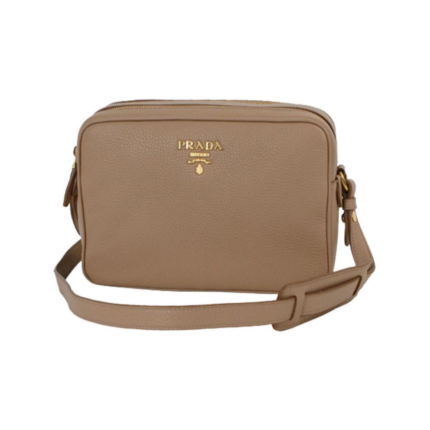 Prada Beige Vitello Phenix Leather Double Zip Crossbody Bag