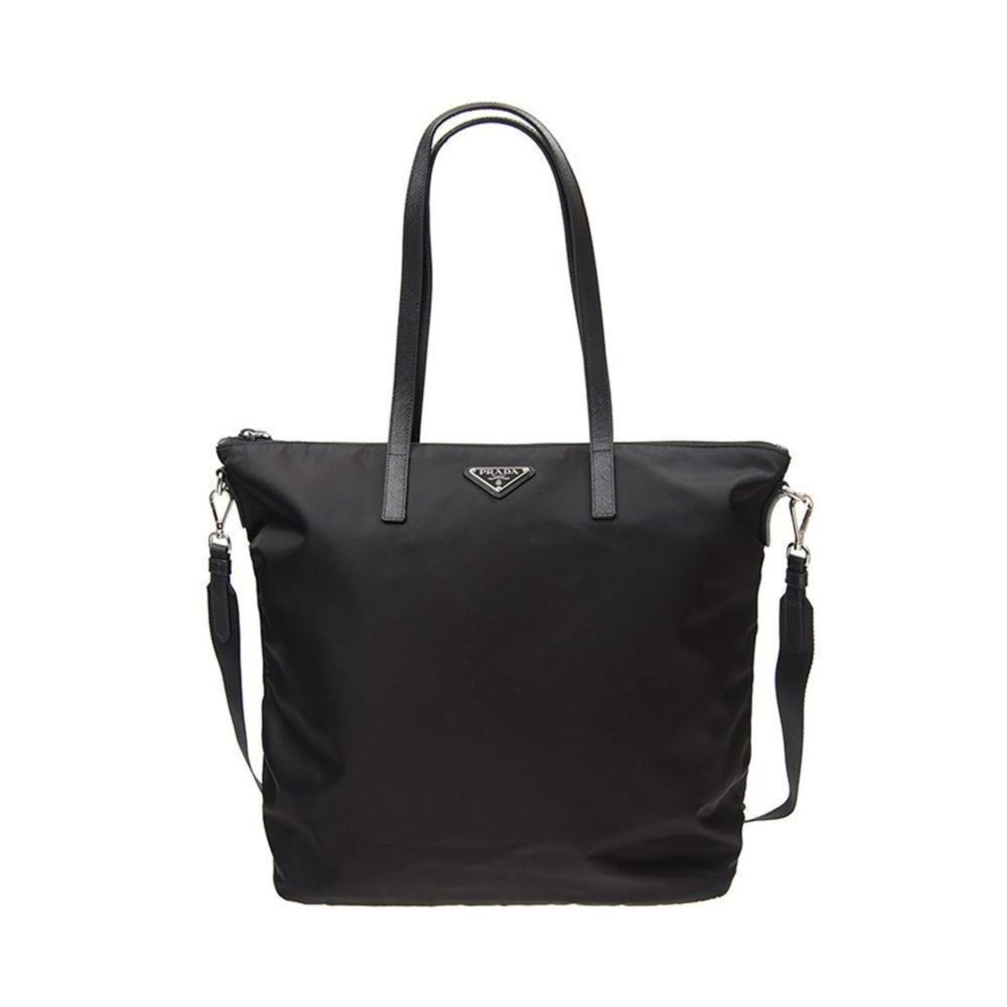 Prada Tessuto Nylon Black Convertible Shopping Tote