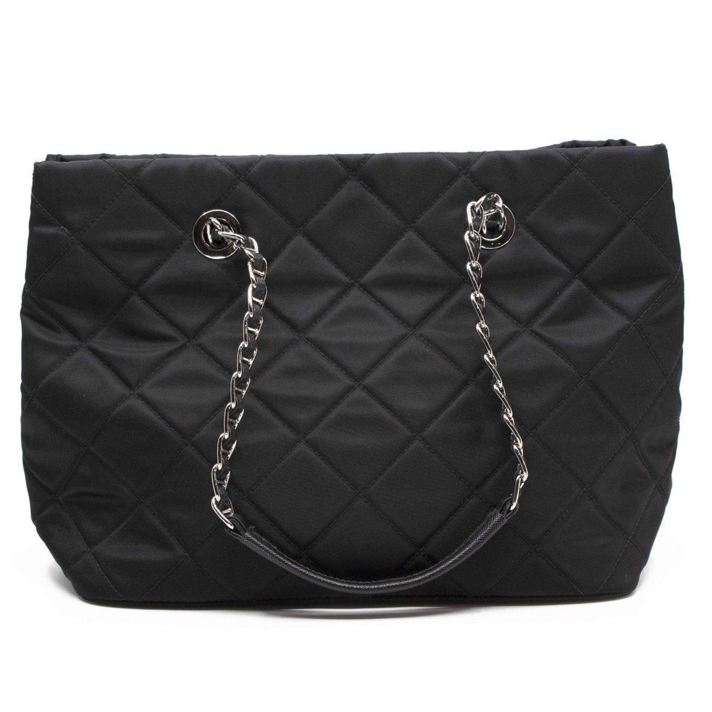 Prada Black Quilted Tessuto Chain Shoulder Bag Tote