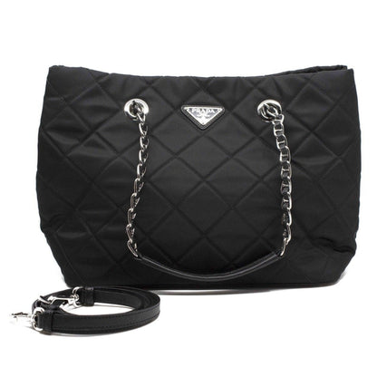 Prada Black Quilted Tessuto Chain Shoulder Bag Tote