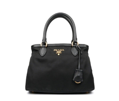 Prada Tessuto Nylon Black Saffiano Medium Handbag Satchel