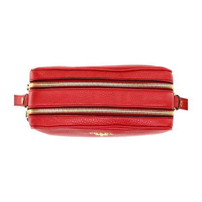 Prada Women's Red Vitello Phenix Leather Crossbody Handbag Small