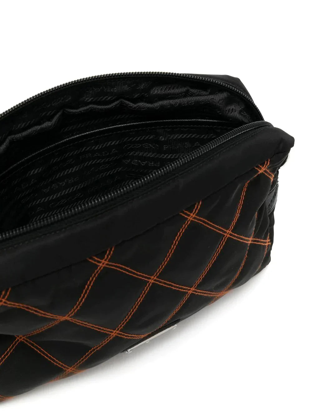 PRADA Nylon Black and Orange Pouch