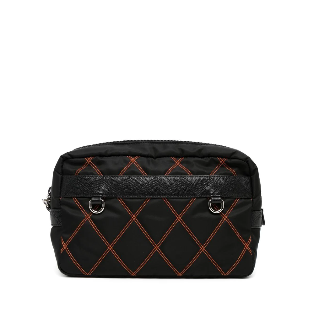 PRADA Nylon Black and Orange Pouch