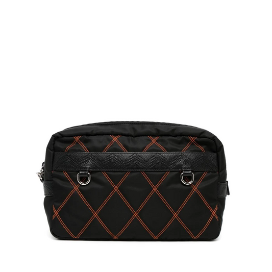 PRADA Nylon Black and Orange Pouch