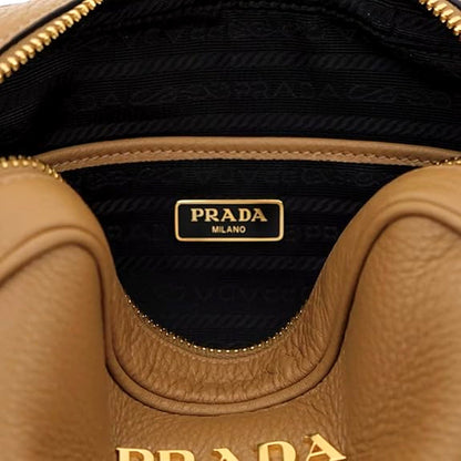 Prada Tan Caramel Leather Crossbody Bag Web Stripe Strap