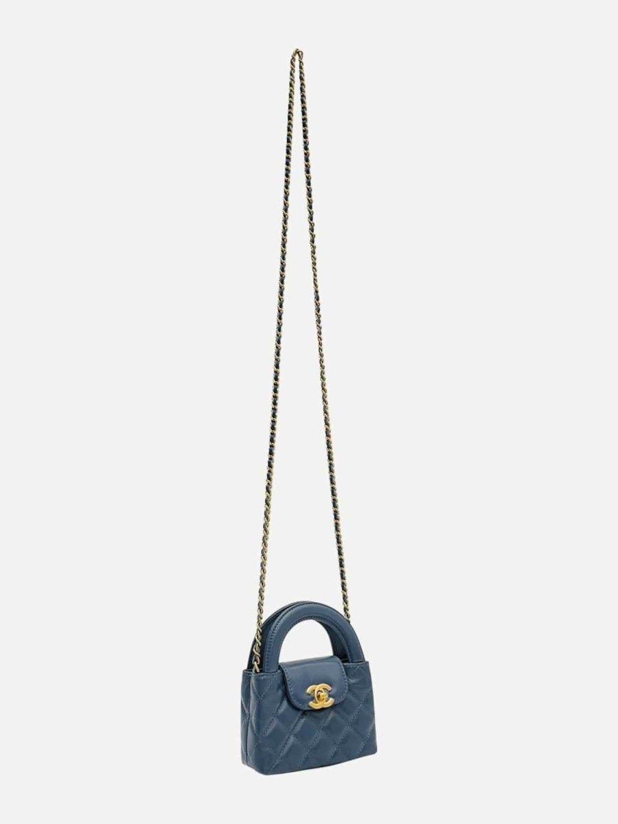 CHANEL 2023 Kelly Shopper Blue Quilted Top Handle