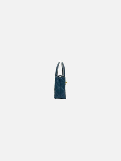 CHANEL 2023 Kelly Shopper Blue Quilted Top Handle