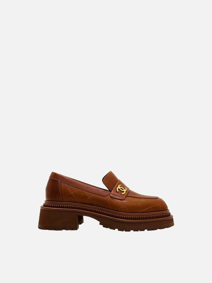 CHANEL 2023/2024 Brown Quilted Size EU 37.5 Moccasins