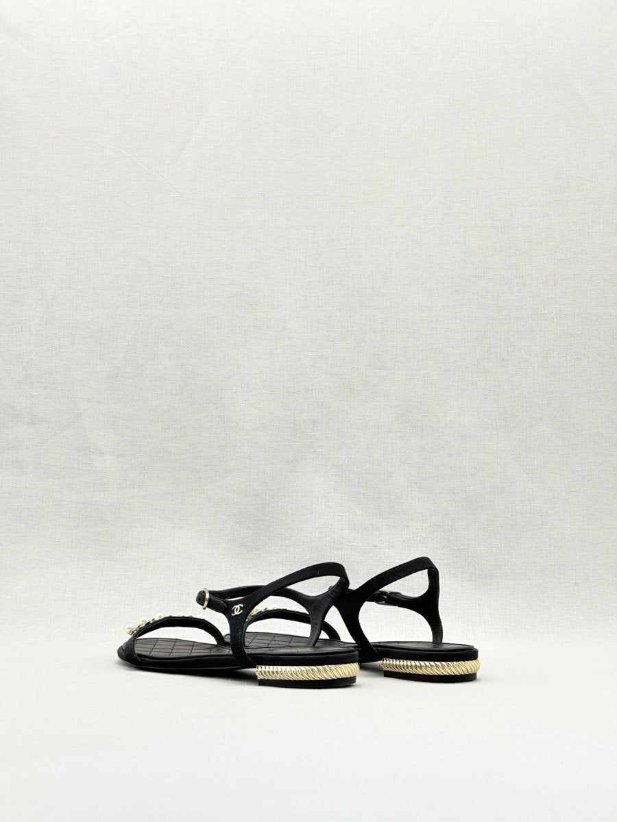 CHANEL Ankle Strap Black Size EU 38.5C Sandals
