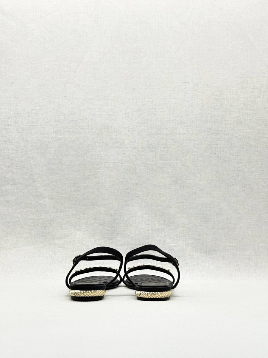 CHANEL Ankle Strap Black Size EU 38.5C Sandals