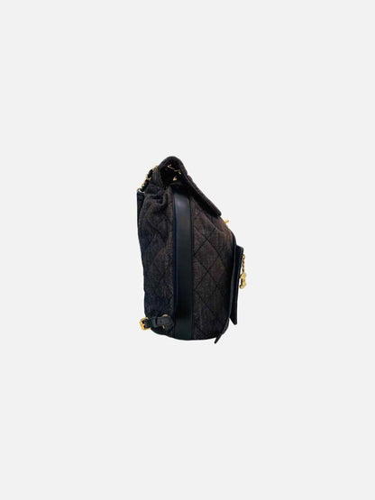 CHANEL CC Drawstring Black Quilted Backpack